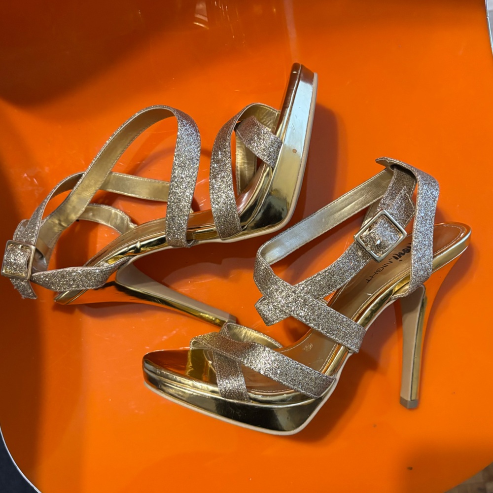 Elegant Gold Strappy Heels